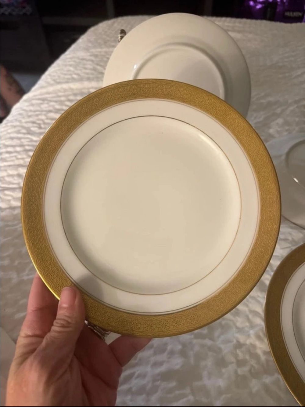 Limoges France Gimble Brothers Gold rimmed set of 6 salad plates
